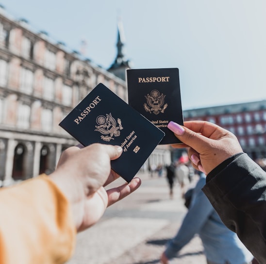 person holding passports